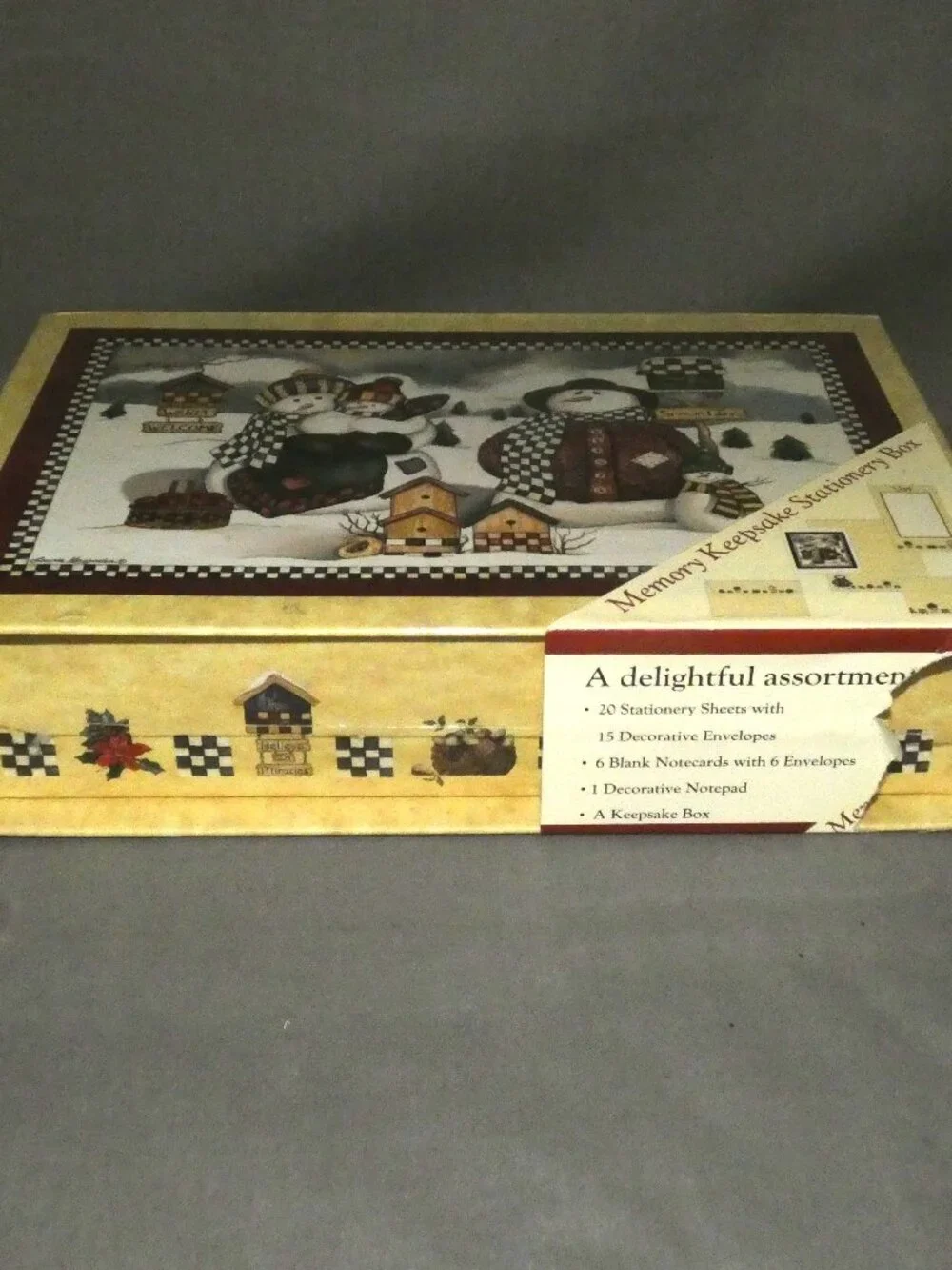 Vintage New Seasons Snowman Memory Keepsake Stationery Box New Unopened